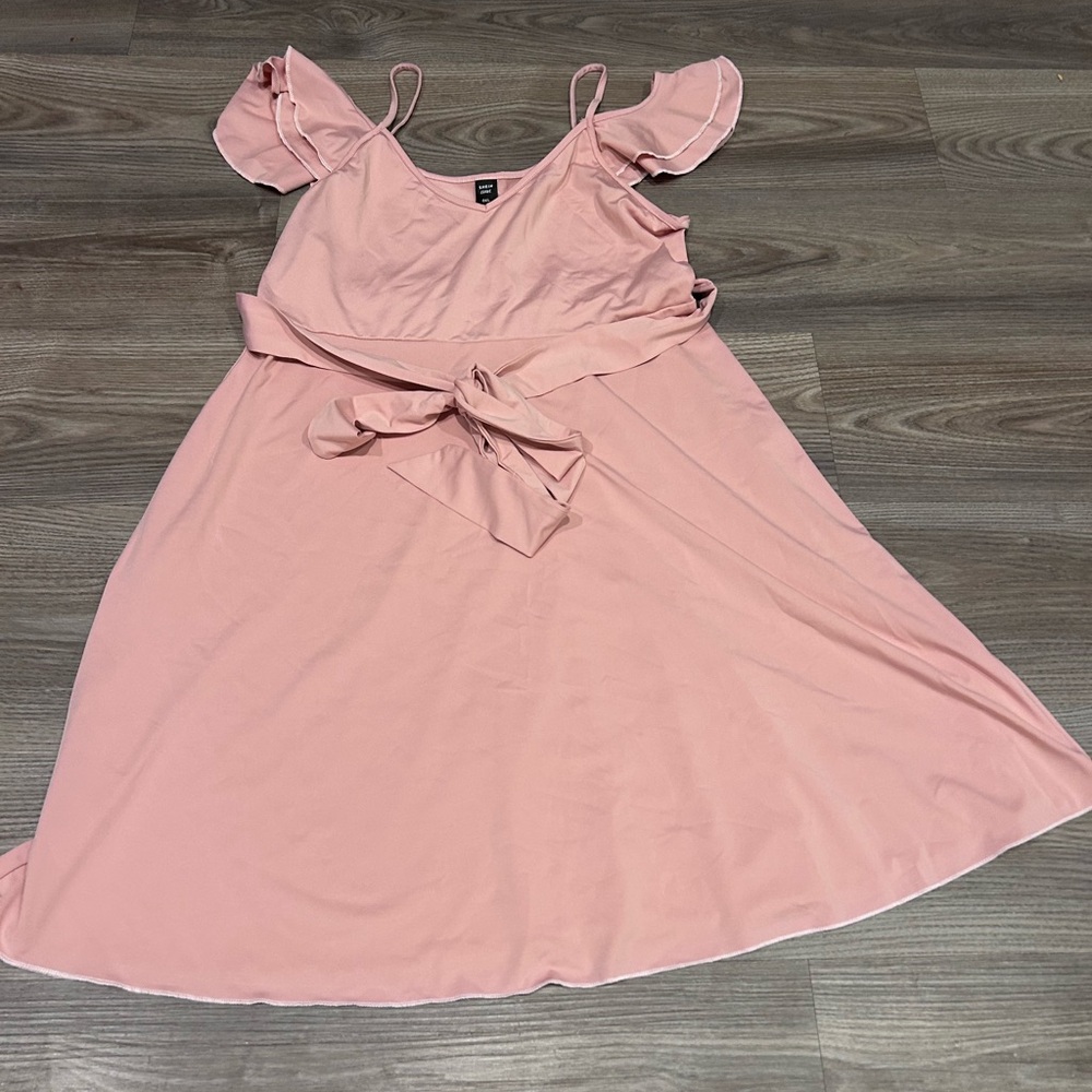 SHEINCurve Pink Ruffled Midi Sundress